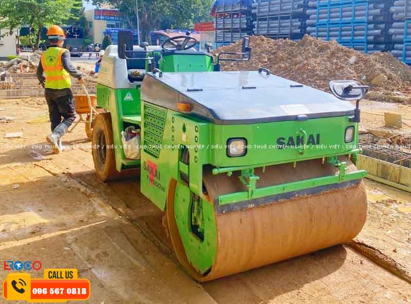 Cho thuê các loại xe lu, máy công trình, máy rải base...