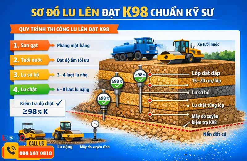 Quy trình thi công cấp phối đá dăm đạt K98