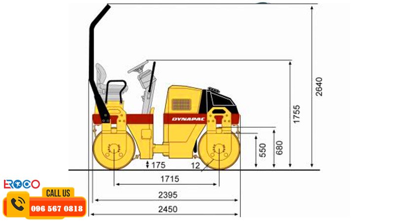 Thông số kỹ thuật xe lu 2,5 tấn Dynapac CC102